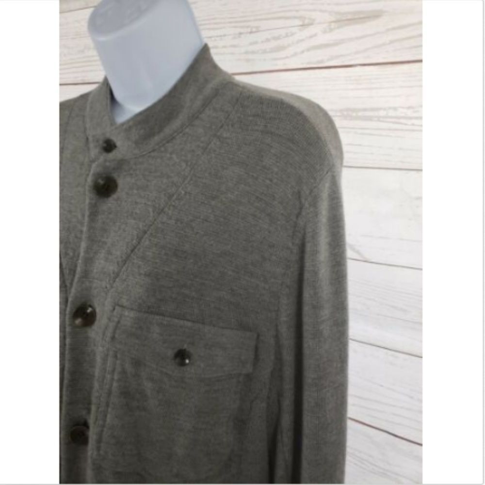 Rag & Bone Wool Sweater Large Gray Button Front - image 7